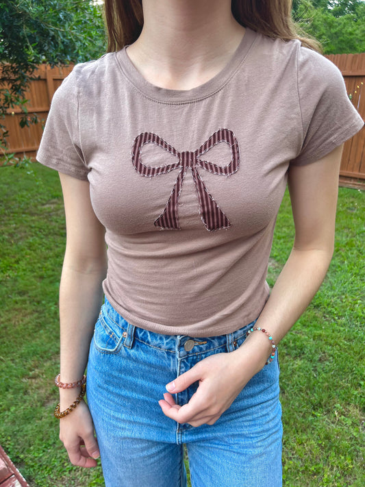 Brown Bow Baby Tee