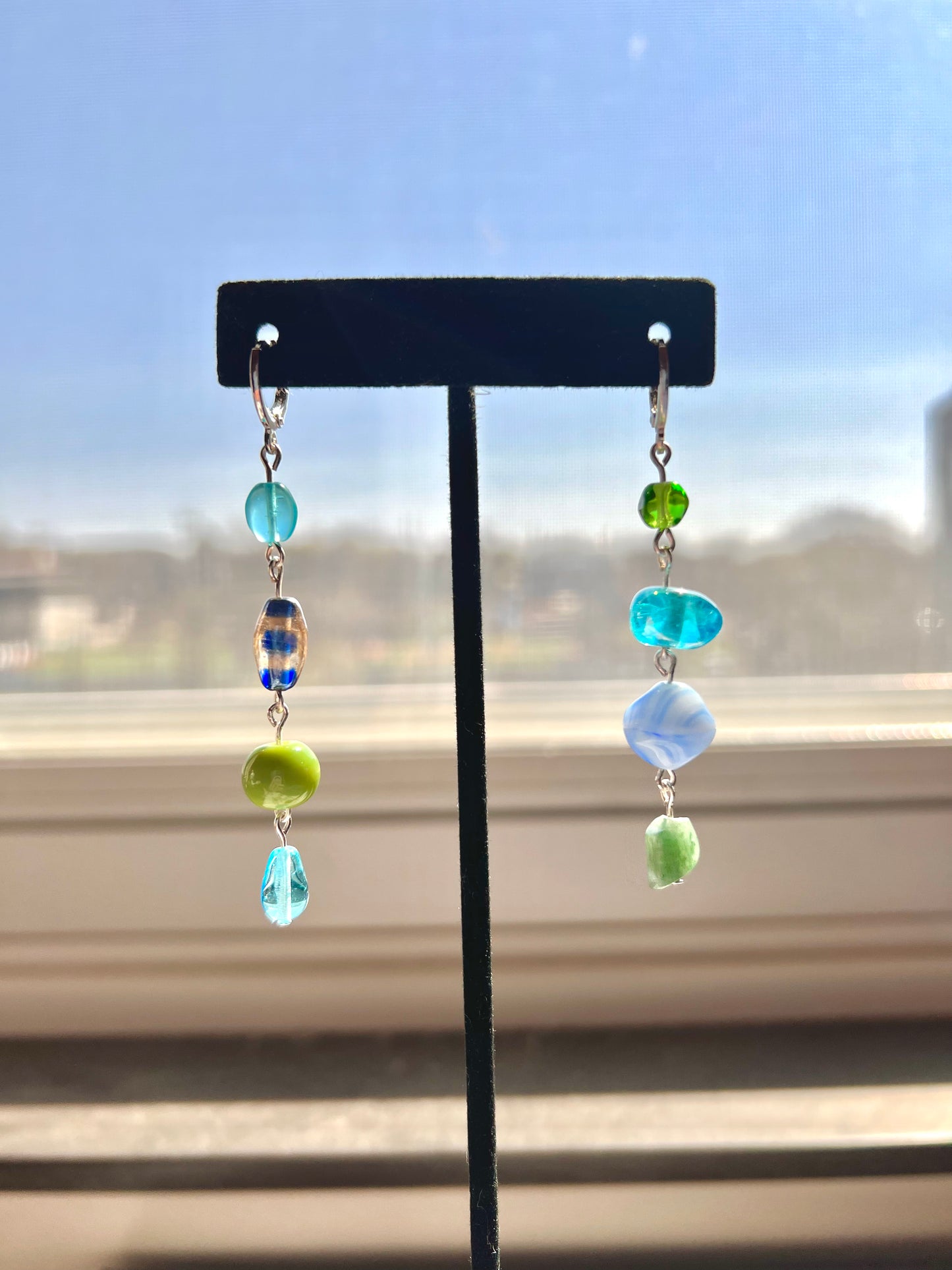 Chunky Bead Asymmetrical Earrings