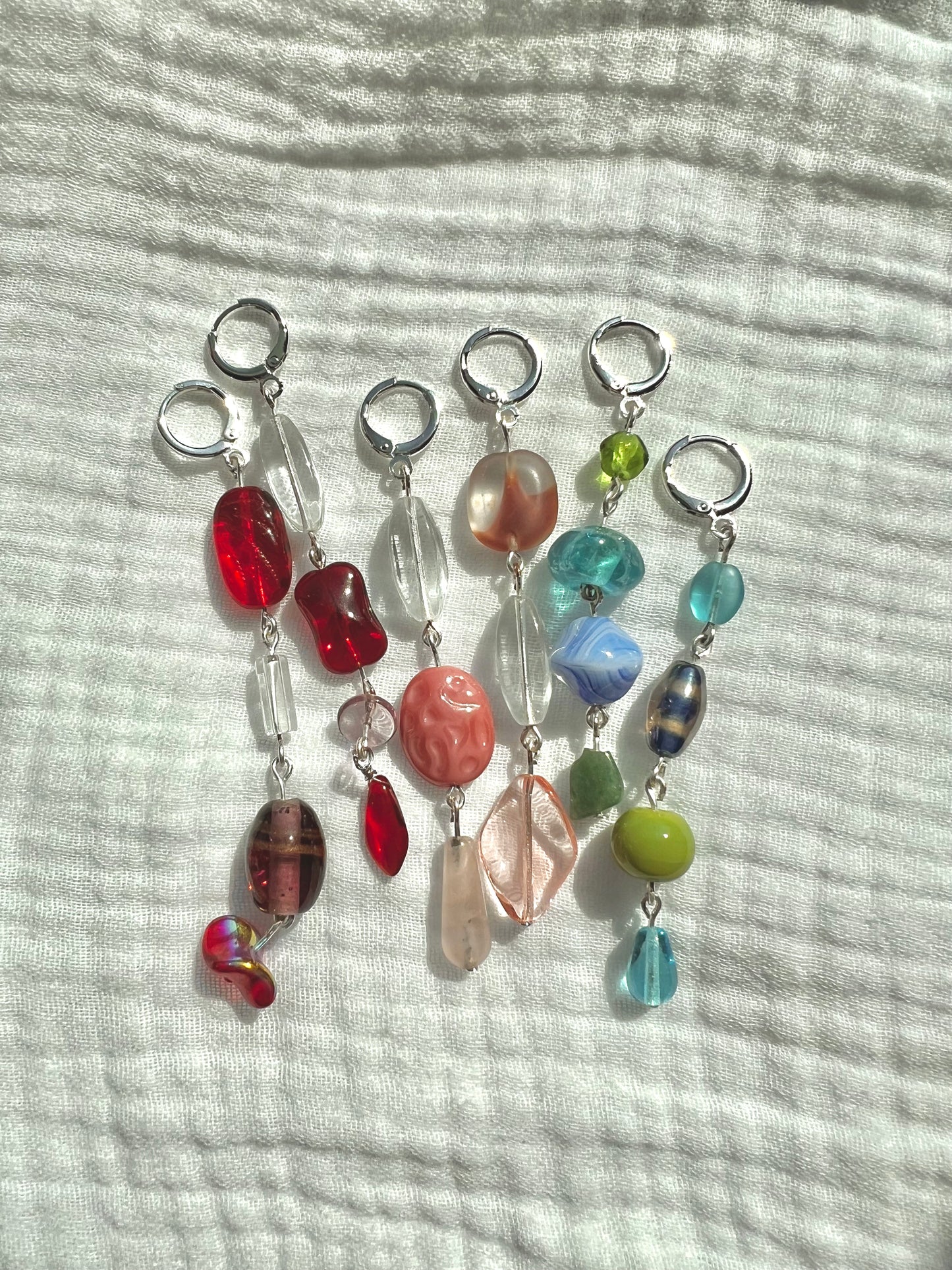 Chunky Bead Asymmetrical Earrings